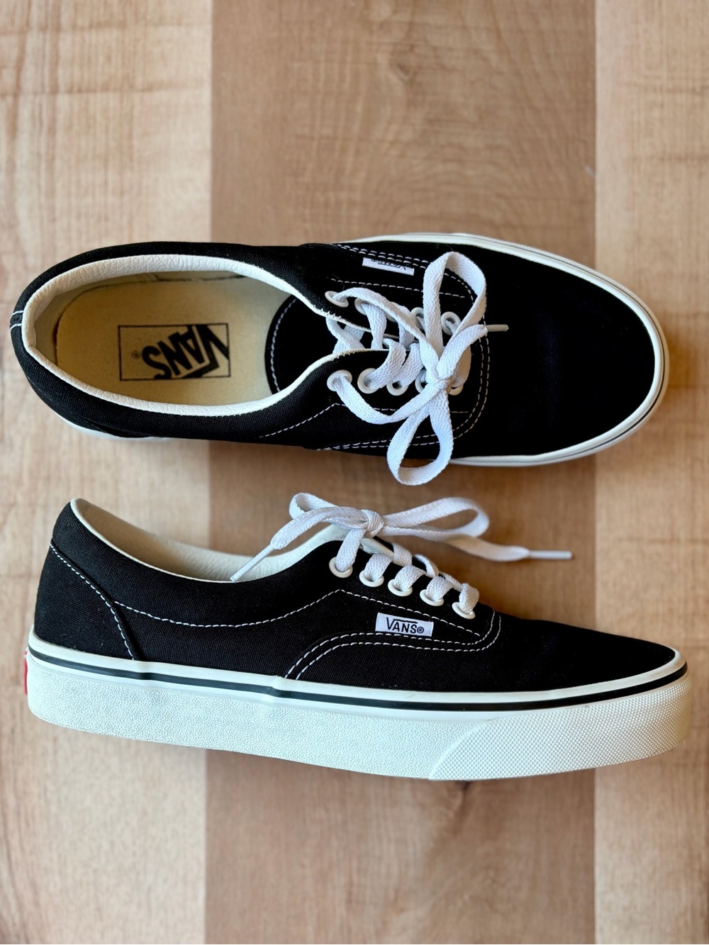 Vans Premium Authentic Classic Era Low-Top Black Canvas Sneakers Mens Size 7.5